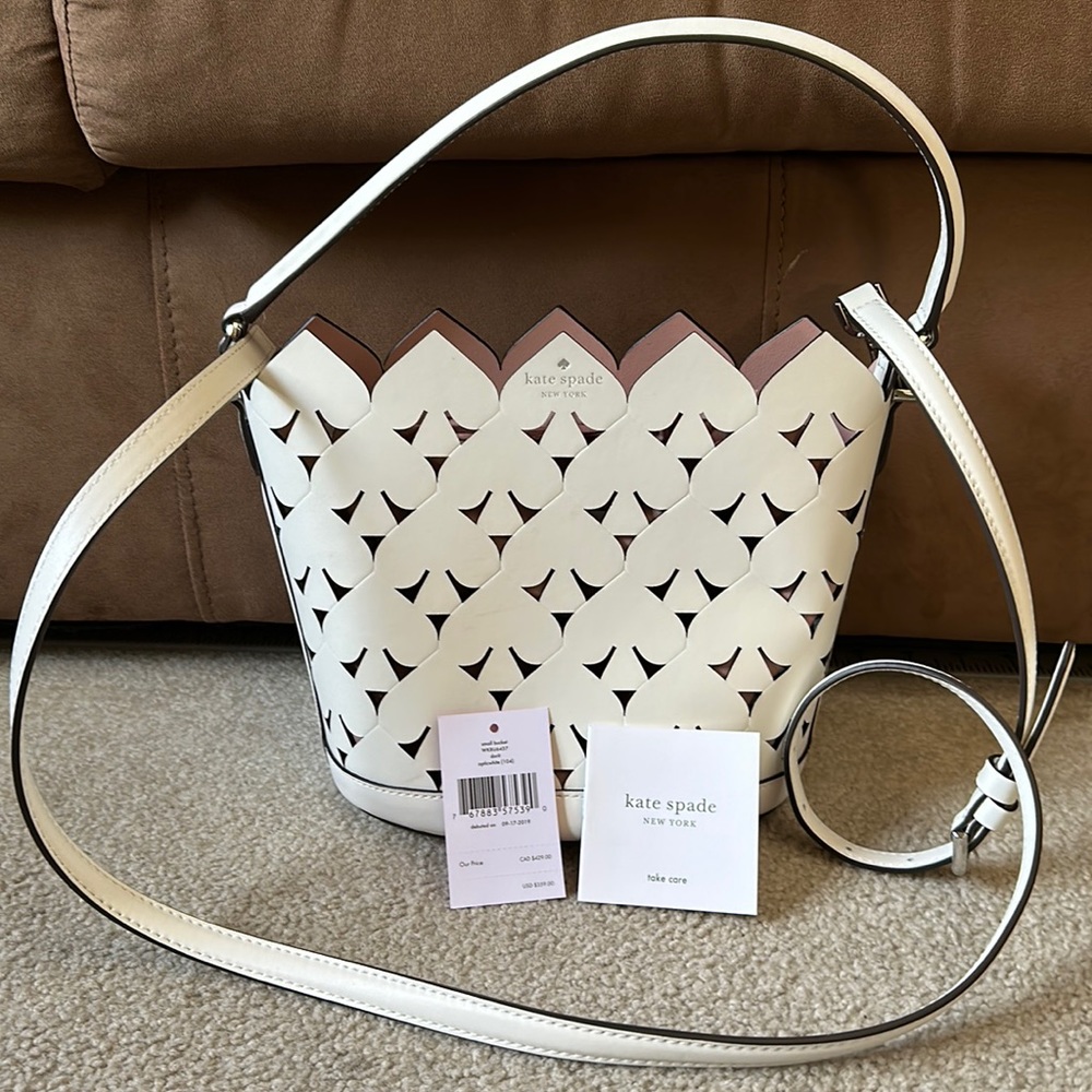 Kate Spade small white bucket bag